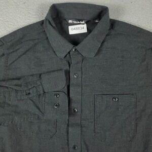 Travis Mathew Shirt Mens Size Large Gray Casual Button Up Long Sleeve